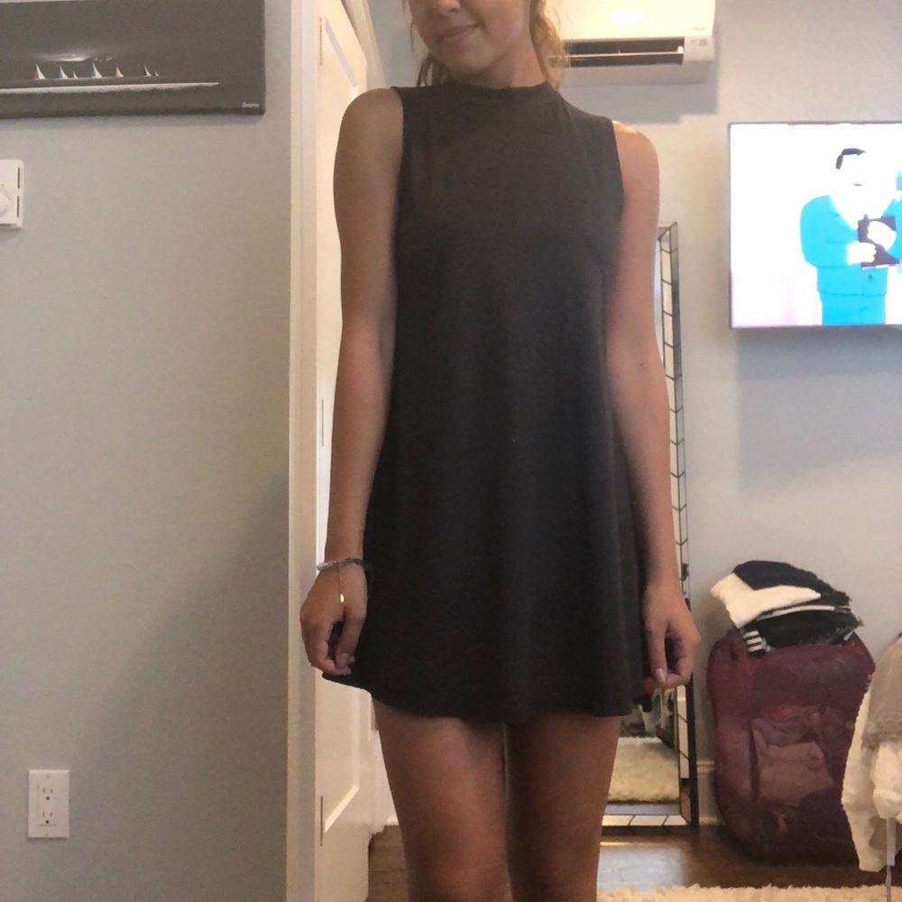 Dark grey suede halter dress